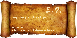 Seprenyi Ibolya névjegykártya